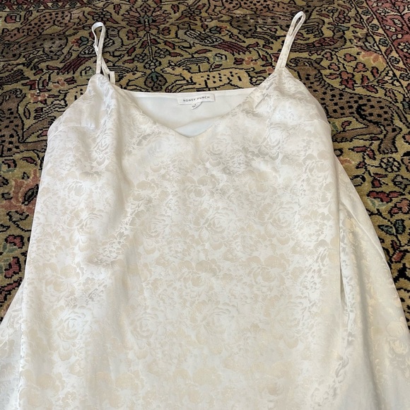 Honey Punch White Flower Design V-Neck Spaghetti Strap Mini Dress Size M - Picture 6 of 9